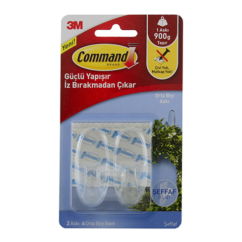 Command Orta Boy Şeffaf Askı 900gr Taşır