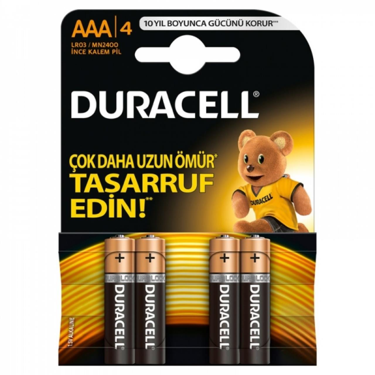 Duracell Alkalin AAA İnce Kalem Pil 4'lü Paket 5000394148802